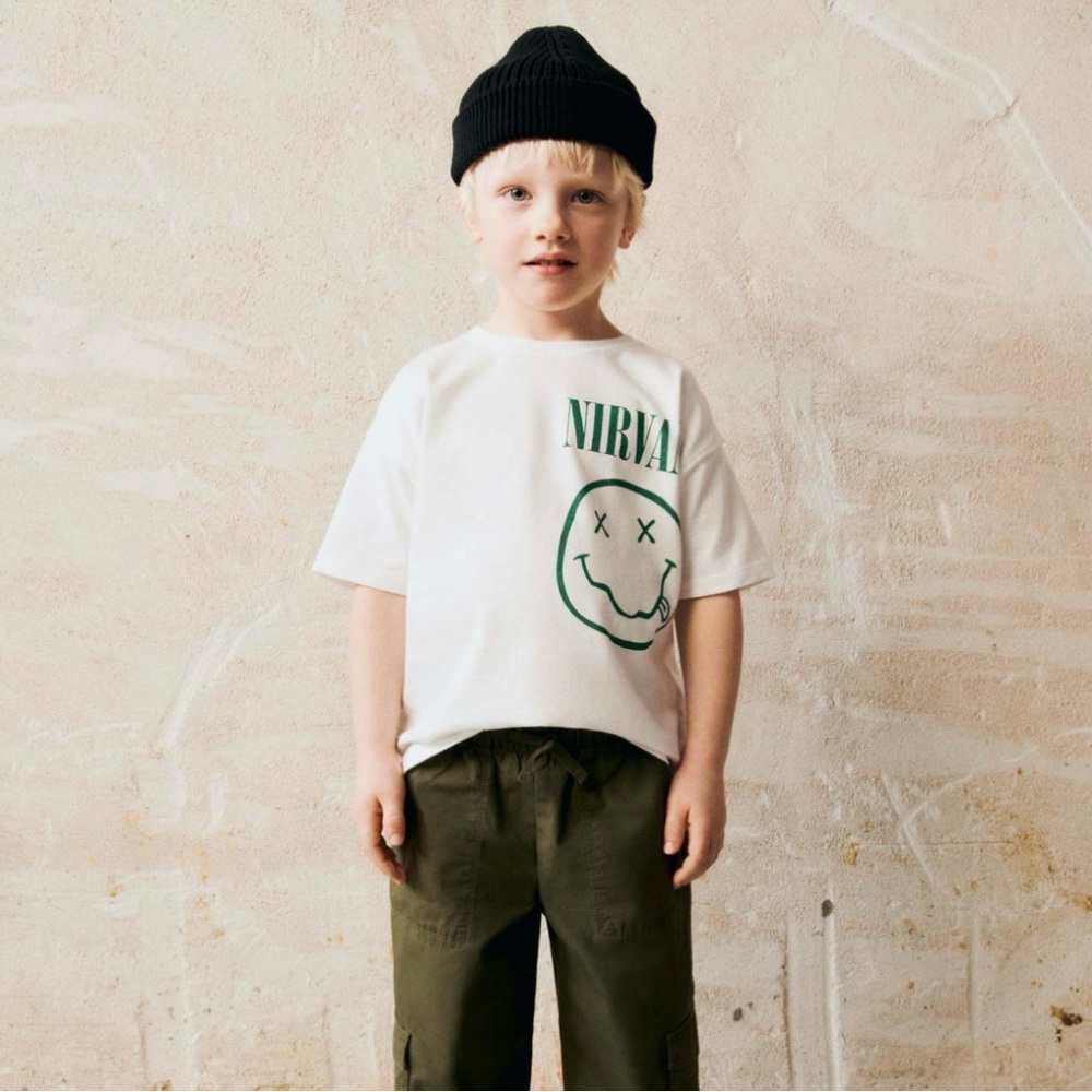 ZARA Kids Nirvana White T-Shirt 3T